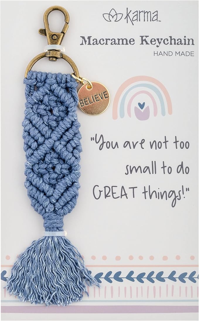 Karma Macrame Keychains: Believe
