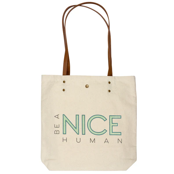 Karma Cotton Canvas Book Bag: Nice Human