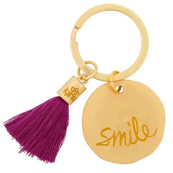 Karma Round Tassel Keychain: Smile