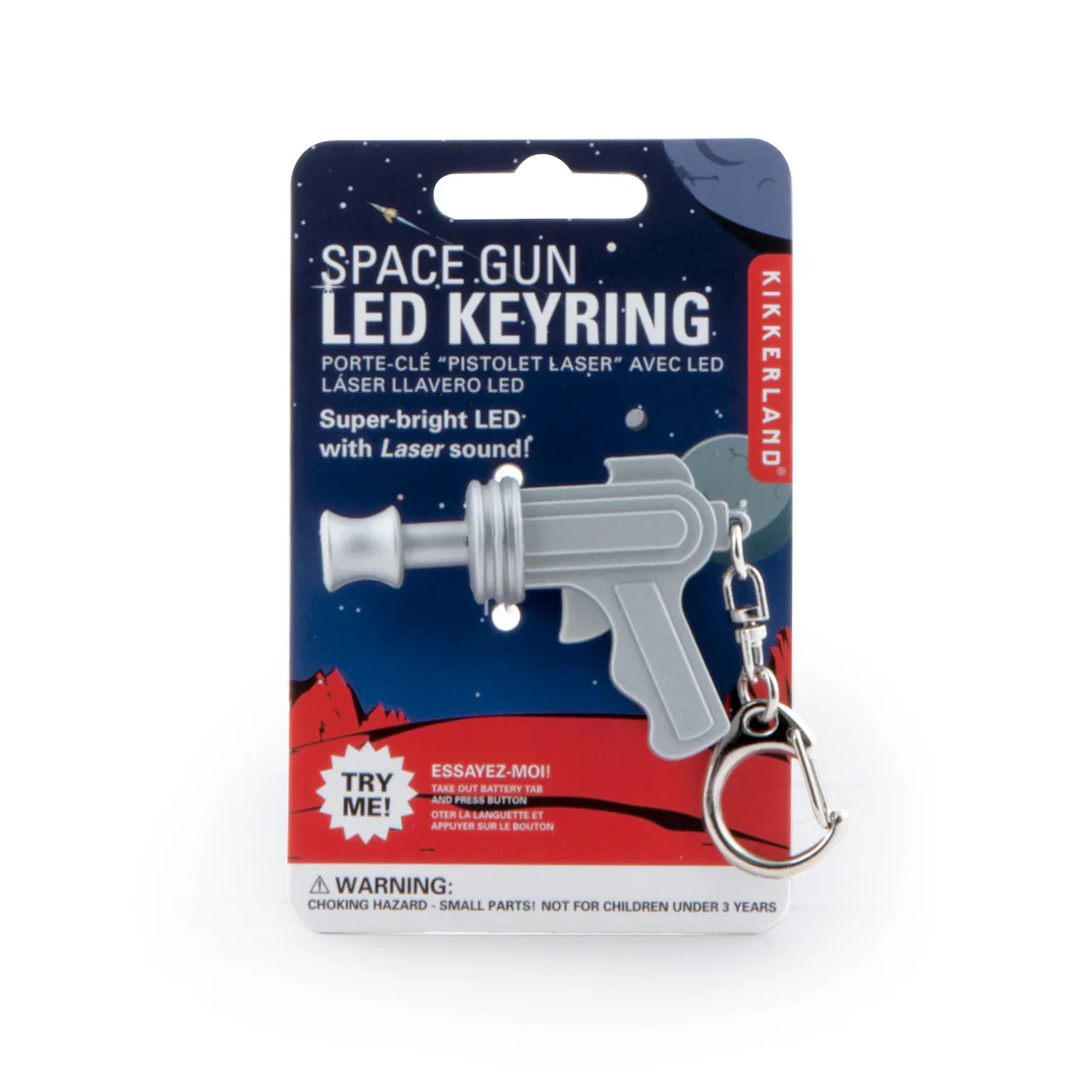 Kikkerland: Space Gun LED & Sound Keychain