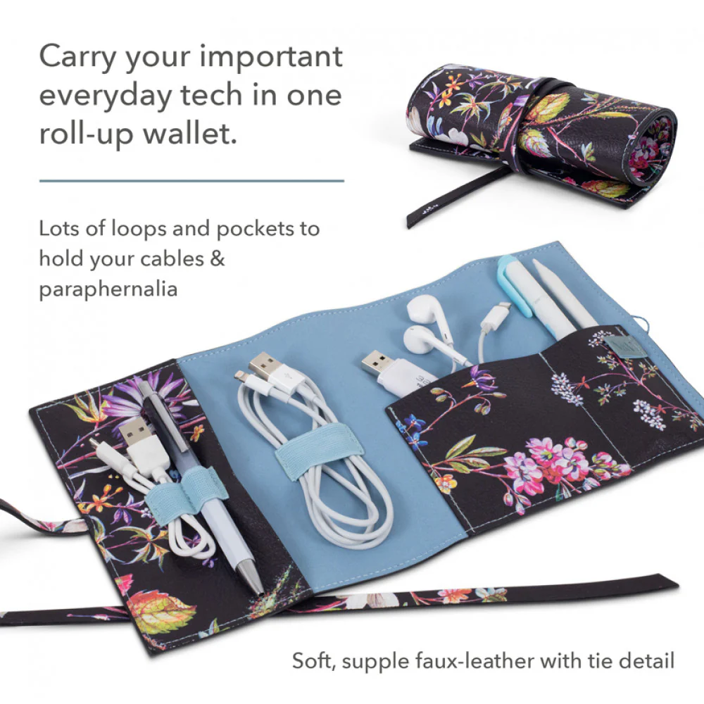 If USA V&A Bookaroo Tech-Tidy: Kilburn Black Floral - Image 3