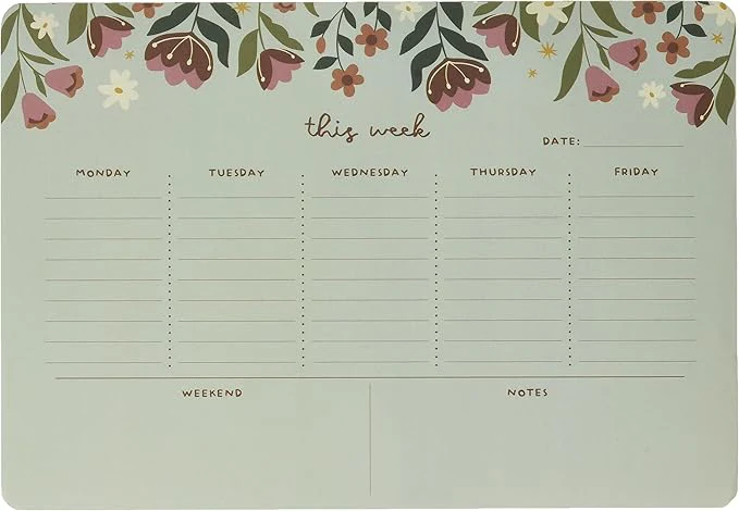 Karma Weekly Desk Pads: Red Floral